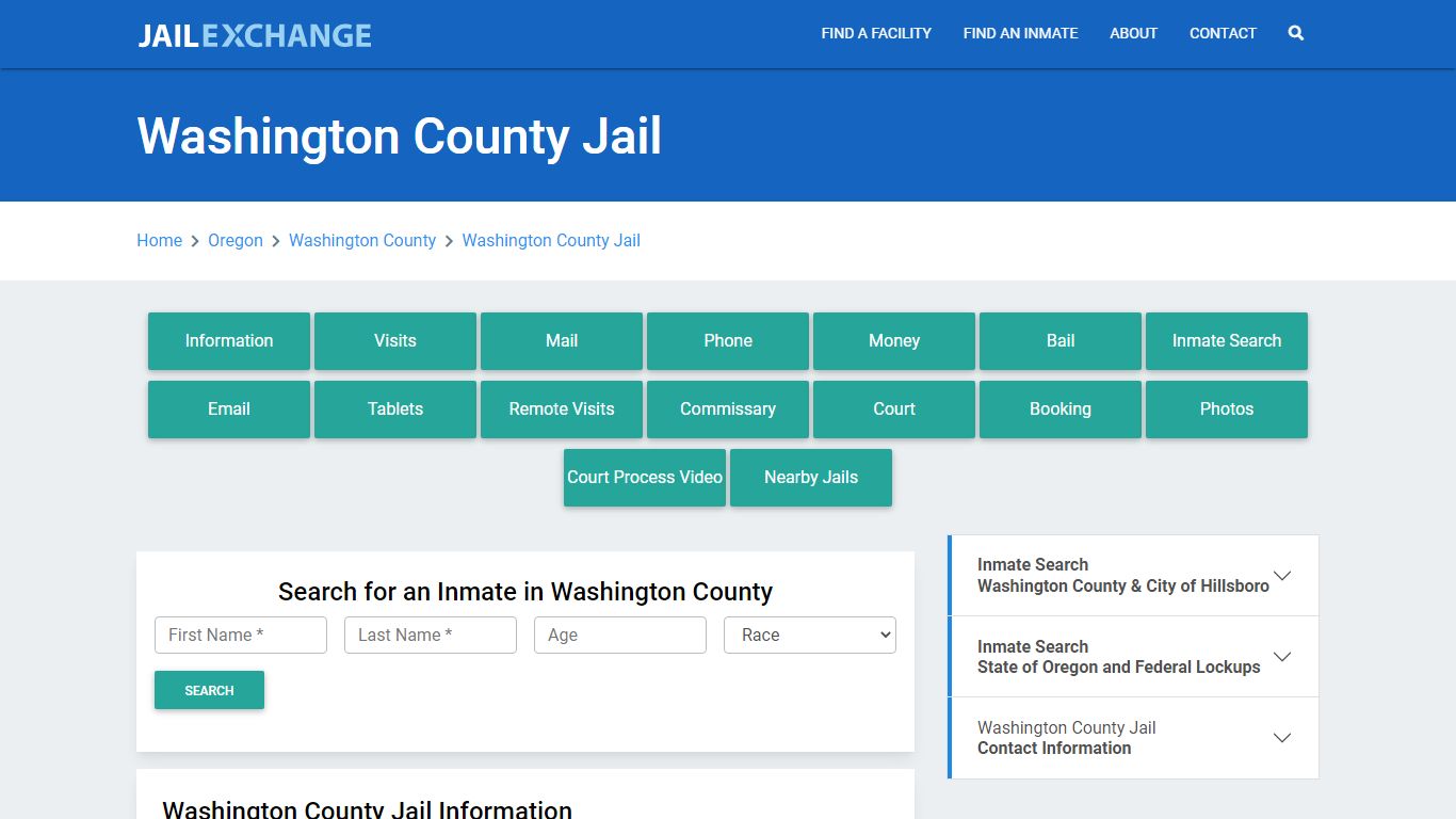 Washington County Jail Roster Lookup, OR, Inmate Search