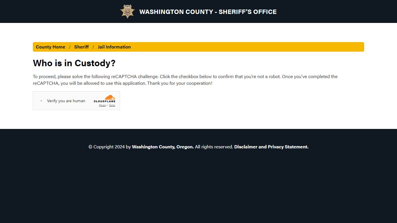 Who is in Custody? - Washington County, Oregon