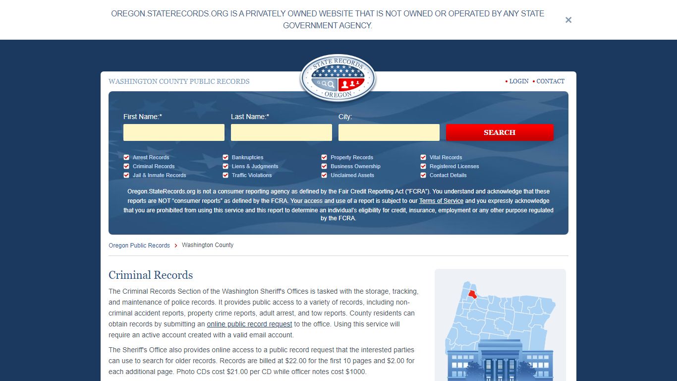 Washington County Arrest, Court, and Public Records | StateRecords.org